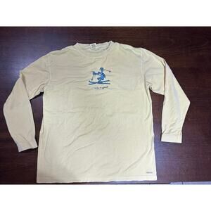 Life is Good Ski Long Sleeve T Shirt Men XL Yellow Comfy Casual Lounge Outdoor